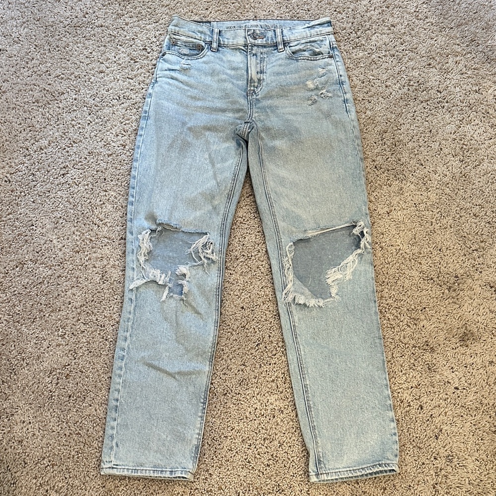 American Eagle Outfitters Light Blue Straight Leg Jeans size 0 long